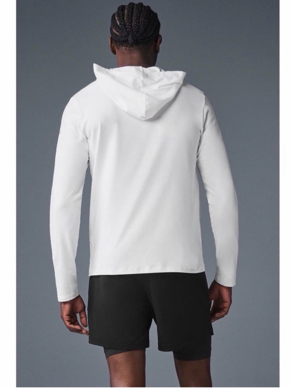 NWT ALO Yoga Conquer Reform Hooded Long Sleeve White Men’s S